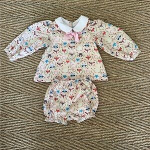 🍂 Smockingbird Woodland Animals Top & Bloomers Set | Size 18M | Adorable! 🍂
